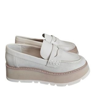 Dolce Vita Tieko Platform Loafers Womens Sz 8 White Slip On Flats 2" Chunky